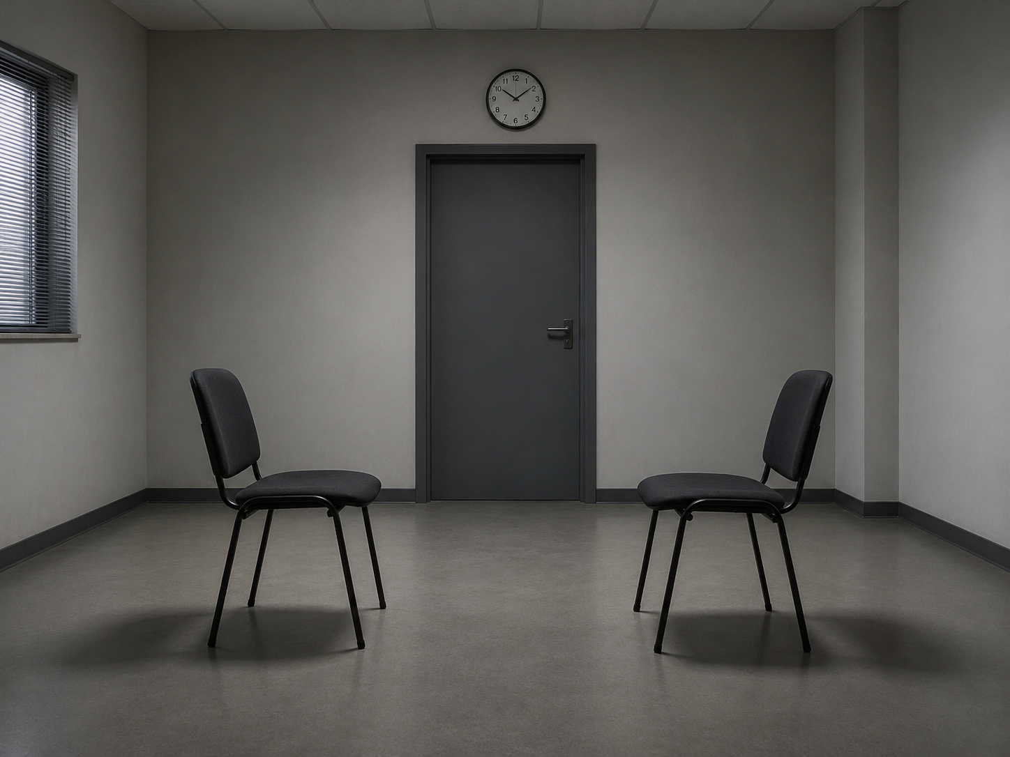 Deux chaises vides face à face dans une salle clinique