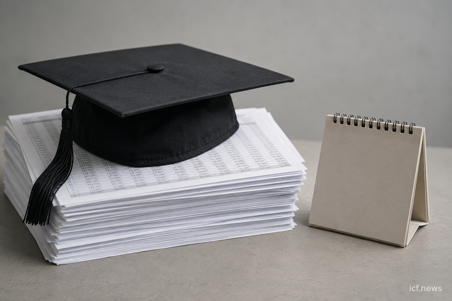 Toque de diplômé posée sur un échéancier de prêt