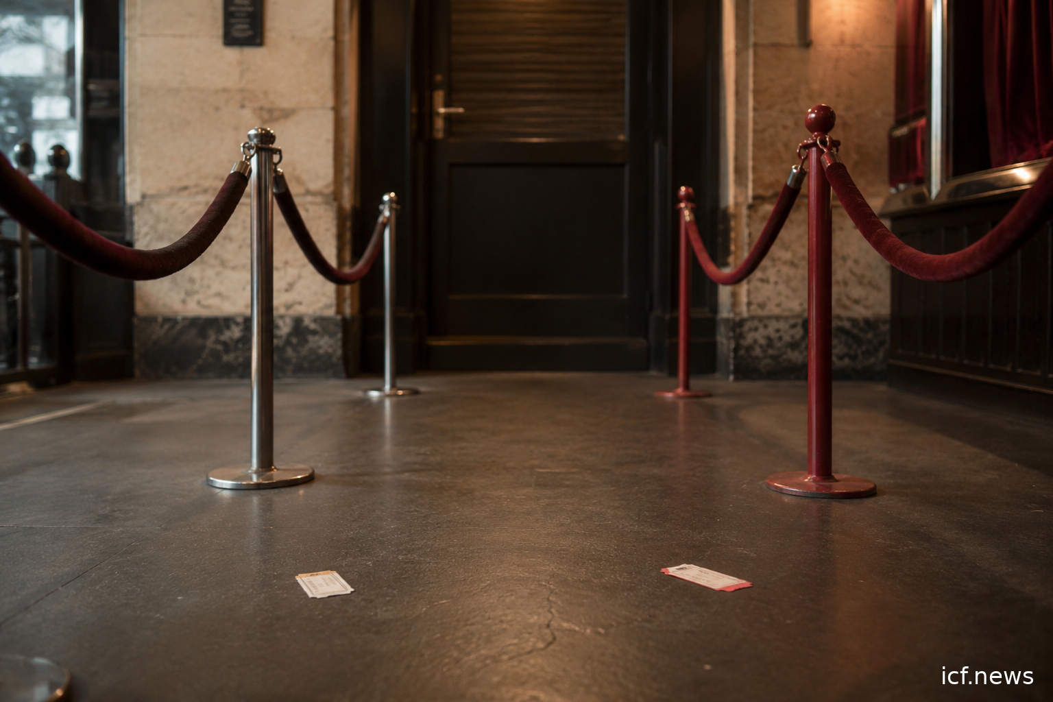 Deux files d'attente devant une même porte close, séparées par un cordon ; un ticket à deux prix